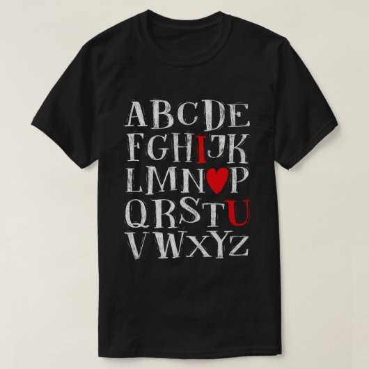 Alphabet ABC Herz Liebe Valentinstag Lehrer T-Shirt (Design vorne)