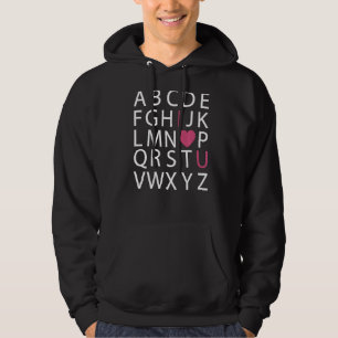 Alphabet Abc I Heart You Lehrer Valentinstag Hoodie
