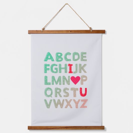 Alphabet ABC I Liebe Sie Einzigartiger Valentinsta Wandteppich Mit Holzrahmen (Vorderseite)
