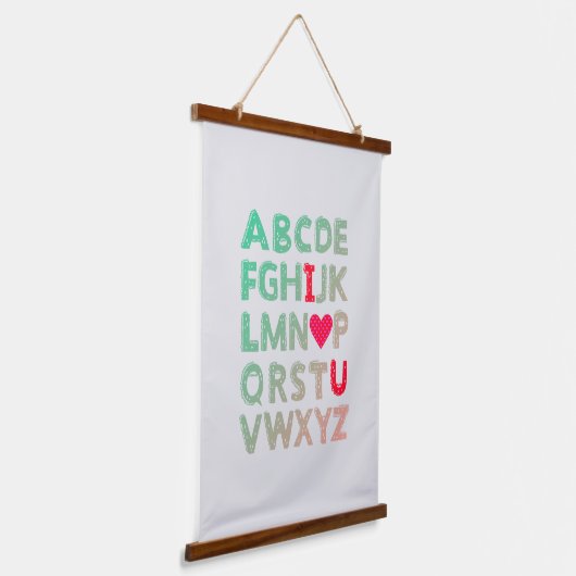 Alphabet ABC I Liebe Sie Einzigartiger Valentinsta Wandteppich Mit Holzrahmen (Gewinkelt)