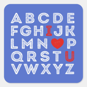 Alphabet ABC I Liebe You Quadratischer Aufkleber