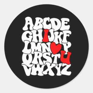 Alphabet Abc I Liebe You T Shirt Valentinstag Hea Runder Aufkleber