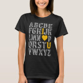 Alphabet ABC I Love U English Teacher Valentines D T-Shirt (Vorderseite)