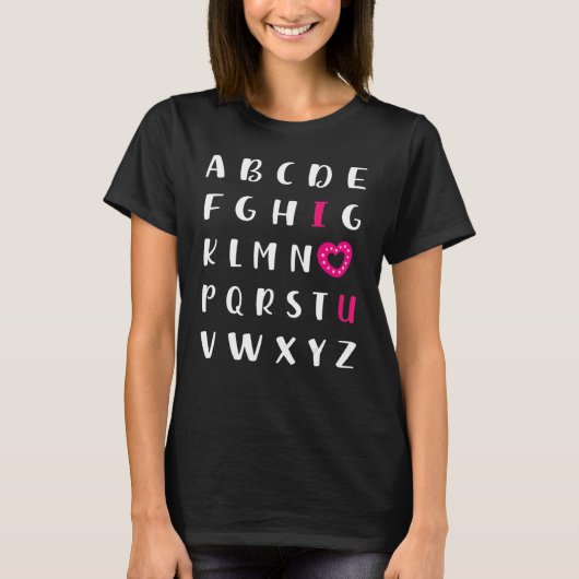 Alphabet ABC I Love You T-Shirt Valentines Day Hea (Vorderseite)
