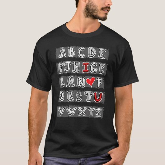 Alphabet ABC I Love You T-Shirt Valentines Day Hea (Vorderseite)