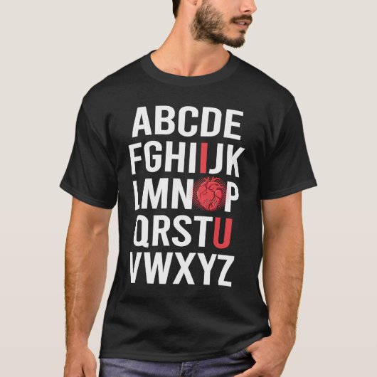 ALPHABET ABC I LOVE YOU Valentine Anatomical Heart T-Shirt (Vorderseite)