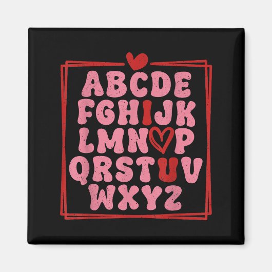 Alphabet Abc I Love You Valentines Day Heart Magnet (Vorne)