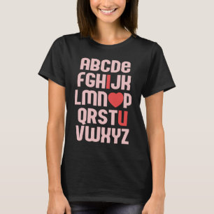 ALPHABET ABC ICH LIEBE DICH Valentinstag Herz Spaß T-Shirt