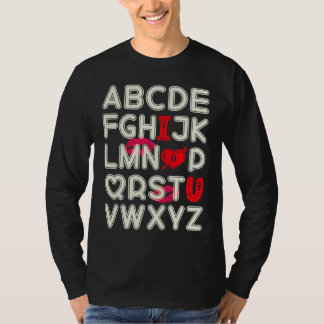 Alphabet ABC Ich liebe dich Valentinstag Herz T-Shirt