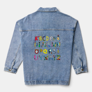 Alphabet-ABC-Letter-Grafische Tops für Kinder vor  Jeansjacke