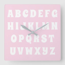 Alphabet Abc Muster Rosa Kinderzimmer Kinderzimmer Quadratische Wanduhr