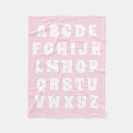 Alphabet Abc Muster rosa weiße Kinderzimmer Dekora Fleecedecke (Vorderseite)