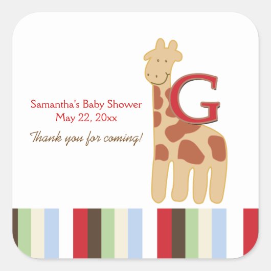 Alphabet ABC Suppe (Giraffe) SQUARE Gefälligkeitsa Quadratischer Aufkleber (Vorderseite)