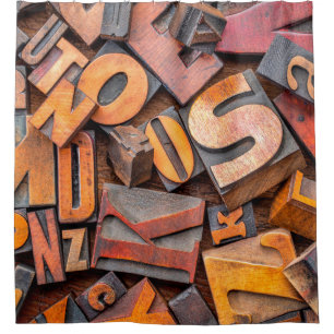 Alphabet abstrakt - Hintergrund zufälliger Buchsta Duschvorhang