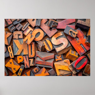 Alphabet abstrakt - Hintergrund zufälliger Buchsta Poster