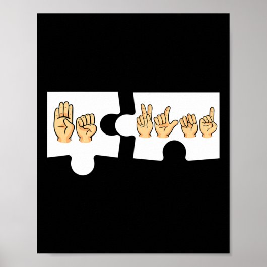 Alphabet American Sing Language Asl Teacher Be Kin Poster (Vorne)