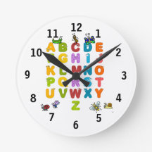 Alphabet and Garden Insects (Medium) Wall Clock
