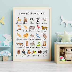 Alphabet Animal A - Z Children Educational Kinderz Poster
