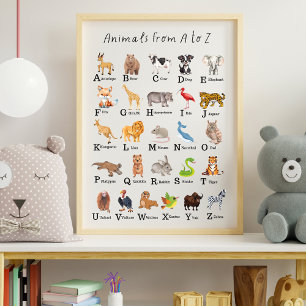 Alphabet Animal A - Z Unterrichtsraum Poster