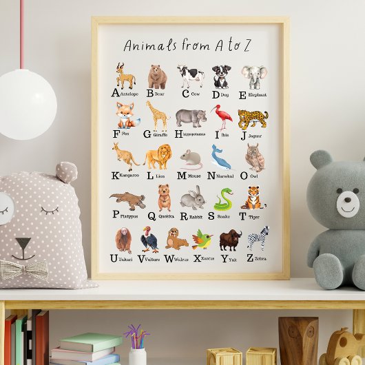 Alphabet Animal A - Z Unterrichtsraum Poster