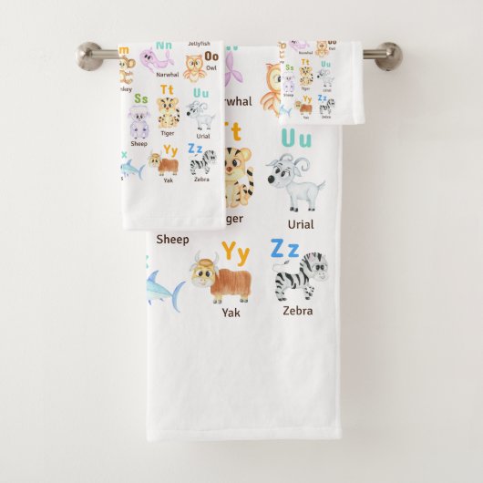 Alphabet Animal ABC Niedliche Tiere Badhandtuch Set (Insitu)