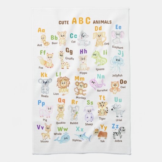 Alphabet Animal ABC Niedliche Tiere Geschirrtuch (Vertikal)
