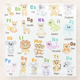 Alphabet Animal ABC Niedliche Tiere Glasuntersetzer