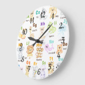 Alphabet Animal ABC Niedliche Tiere Große Wanduhr (Winkel)