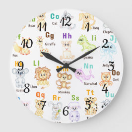 Alphabet Animal ABC Niedliche Tiere Große Wanduhr