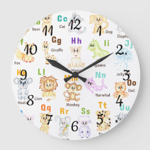 Alphabet Animal ABC Niedliche Tiere Große Wanduhr