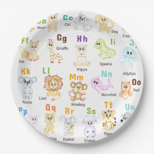 Alphabet Animal ABC Niedliche Tiere Pappteller