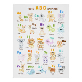 Alphabet Animal ABC Niedliche Tiere Poster