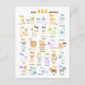 Alphabet Animal ABC Niedliche Tiere Postkarte (Vorderseite)