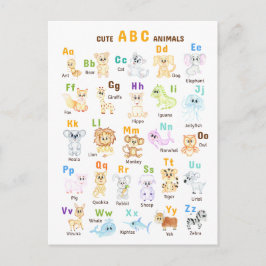 Alphabet Animal ABC Niedliche Tiere Postkarte