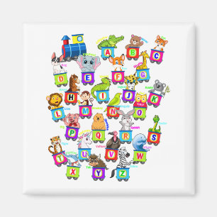 Alphabet Animal ABCs Learning Square Magnet