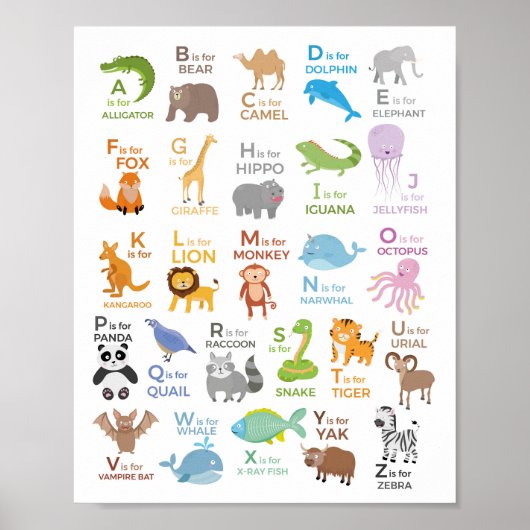 Alphabet Animal Poster A - Z Children Educational (Vorne)