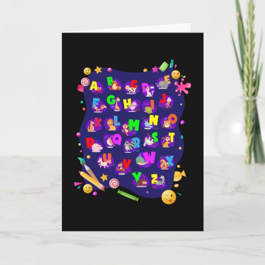 Alphabet Animals School Start Girls Boys Karte (Vorderseite)