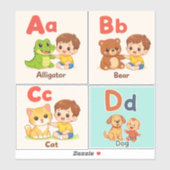 Alphabet Animals Sticker Sheet A–D (Blatt)