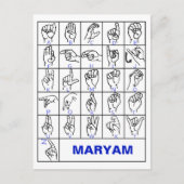 Alphabet, ASL Deaf Postkarte (Vorderseite)