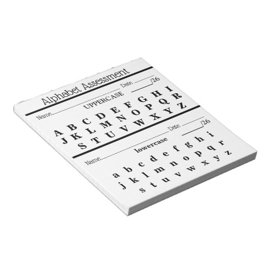 Alphabet Assessment Teacher Notepad Notizblock (angewinkelt)