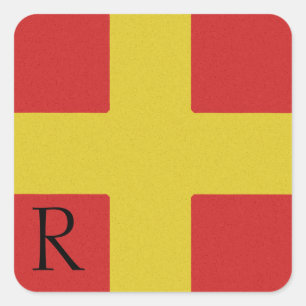 Alphabet-Aufkleber R für die Signalflagge Quadratischer Aufkleber