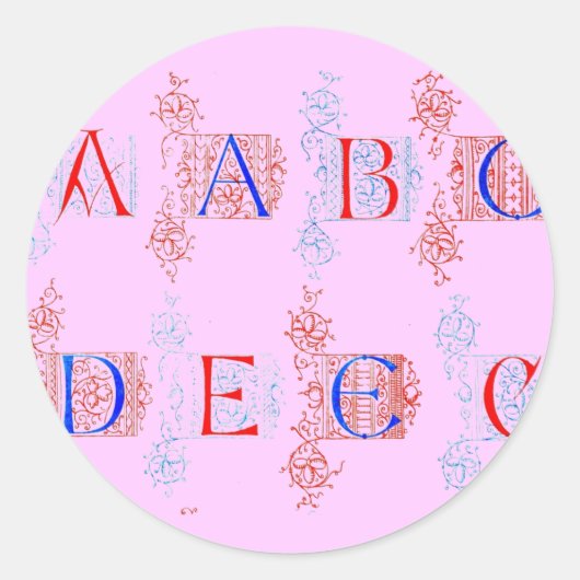 Alphabet-Aufkleber Runder Aufkleber (Vorderseite)