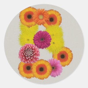 Alphabet B in Blume Runder Aufkleber
