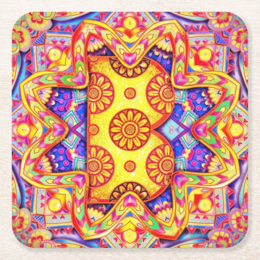 Alphabet B mandala Rechteckiger Pappuntersetzer (Vorderseite)