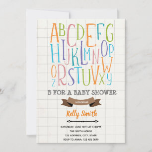 Alphabet B zum Thema Babydusche Einladung