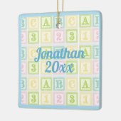 Alphabet Baby Boy Blue Keepake Name Datum Keramikornament (Links)