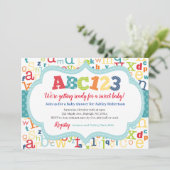 Alphabet-Baby-Dusche Einladung (Stehend Vorderseite)