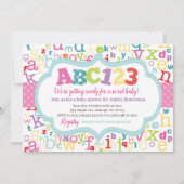 Alphabet-Baby-Dusche Einladung (Vorderseite)