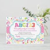 Alphabet-Baby-Dusche Einladung (Stehend Vorderseite)
