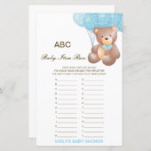 Alphabet Baby Item Babydusche Game PRINTED (Vorne/Hinten)